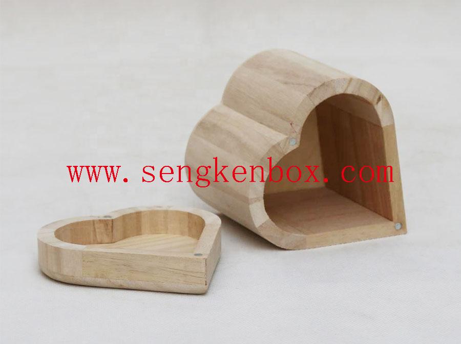 Wooden Box Packaging With Love shape