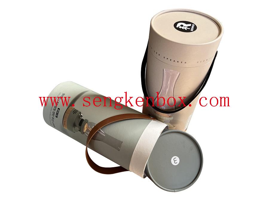 Round Paper Box with Leather Handle