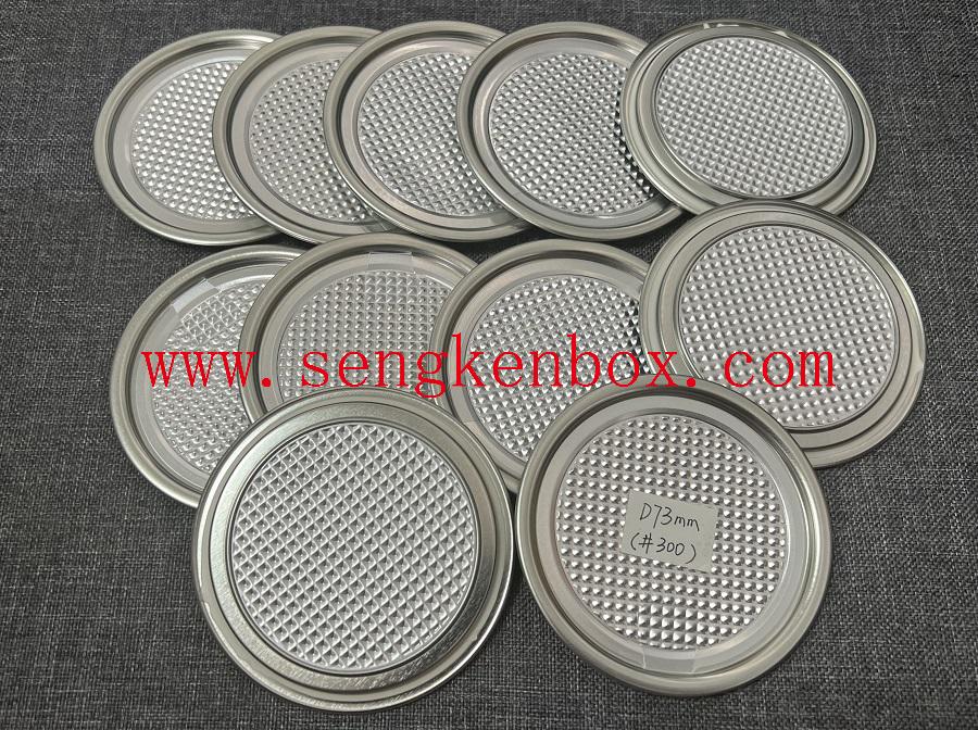 300 D73mm Tin Ring Aluminum Membrane Easy Peel Off Lids