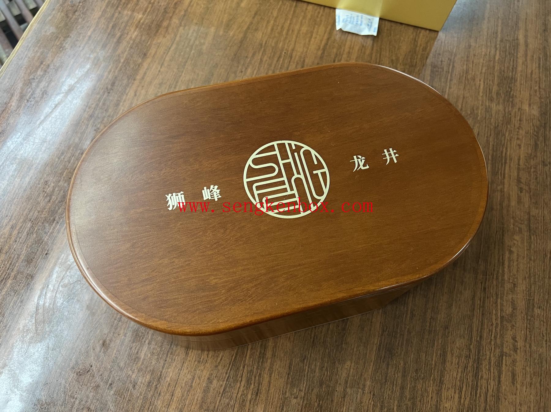 Lid and Base Oval Wooden Gift Box For Tea Packaging