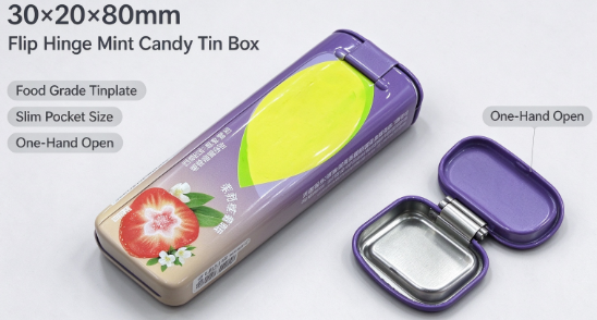 Flip Hinge Mint Candy Tin Box Flip Hinge Mint Candy Tin Box