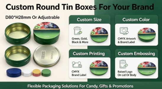 Reusable Round Food Tin Box Reusable Round Food Tin Box