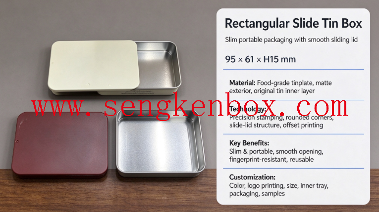 Matte Finish Sliding Tinplate Box