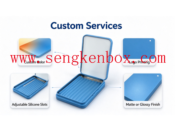 Small tin box for cylindrical accessories Small tin box for cylindrical accessories