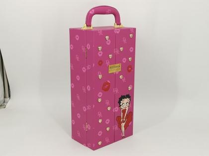 Wine Packaging Box With Pink Cartoon Pattern