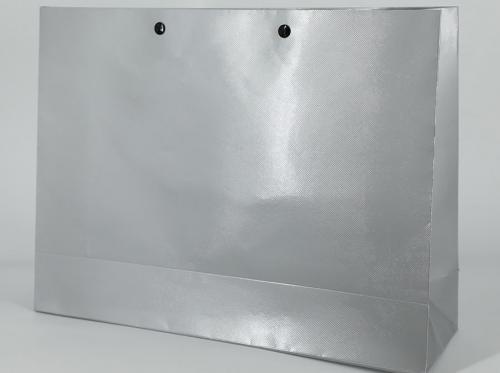 Silver Luster Bag With Black Cloth Handle