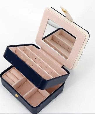 OEM and ODM Leather Jewelry Box with Mirror Earring Bracelet Necklace Ring Packaging For Sale