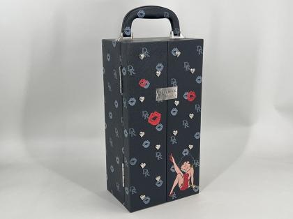 OEM and ODM Black Double Open Leather Box with Handle For Sale