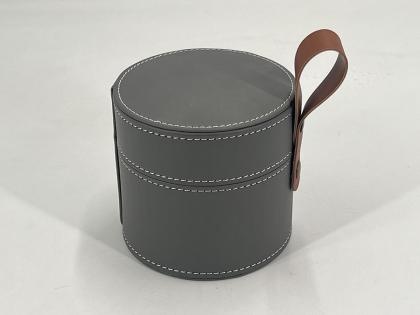 OEM and ODM Round leather box with handle for ceramic jar packaging For Sale